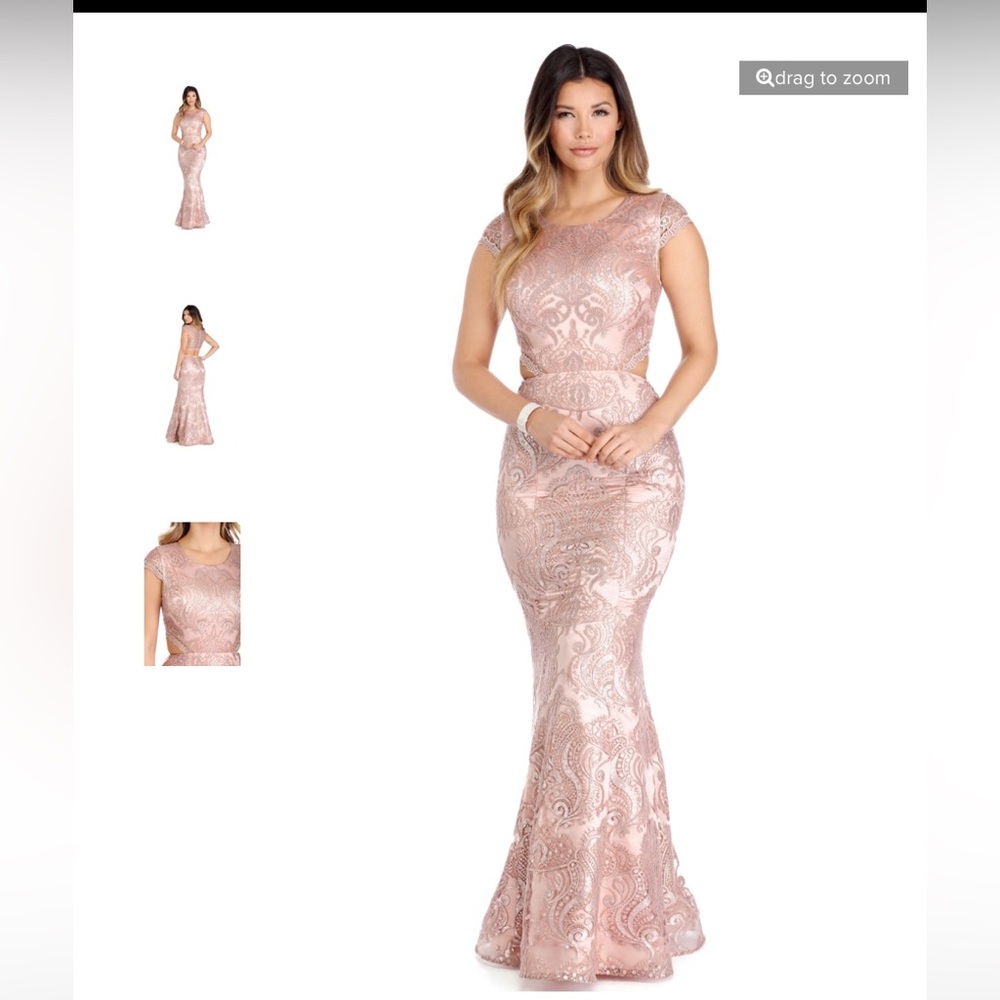 Mauve fitted floor-length Prom dress
